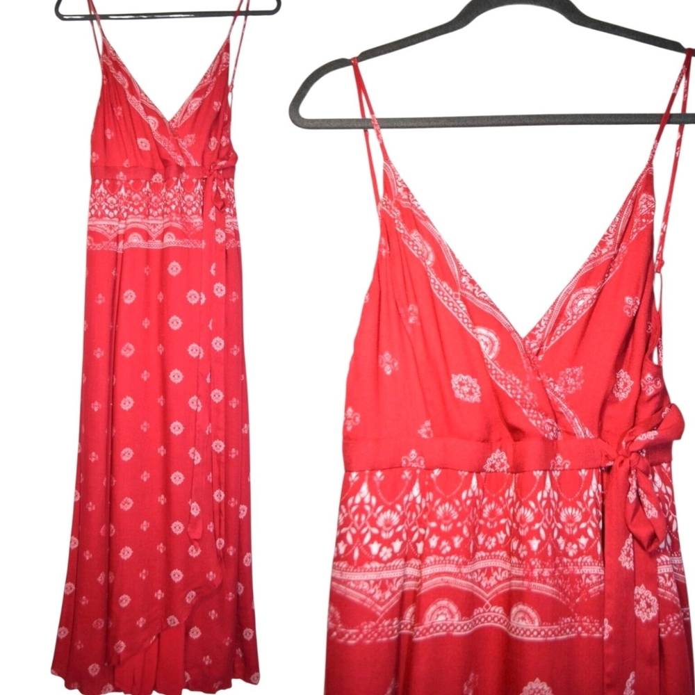 New Jetset Diaries TDJ Bandana Print Wrap Maxi Dress Size Large Western Festival - Picture 4 of 9